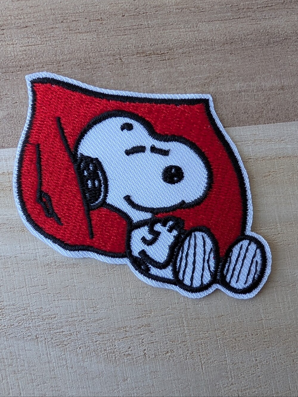 Snoopy On Red Pillow Embroidered Patch 8x5.5cm New Without Tag